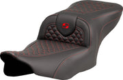 Saddlemen Dragon Scale Stitch RoadSofa™ Seat for 2023-2026 Harley-Davidson Black Red 2-Up Seat Saddlehyde™ #823-07-20804