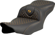 Saddlemen Dragon Scale Stitch RoadSofa™ Seat for 2023-2026 Harley-Davidson Black Gold 2-Up Seat Saddlehyde™ #823-07-20807