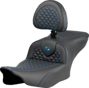 Saddlemen Dragon Scale Stitch RoadSofa™ Seat for 2023-2026 Harley-Davidson Black Blue 2-Up Seat Saddlehyde™