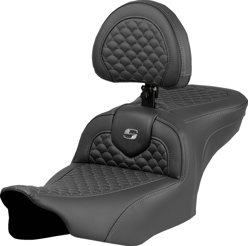 Saddlemen Dragon Scale Stitch RoadSofa™ Seat for 2023-2026 Harley-Davidson Black Grey 2-Up Seat Saddlehyde™