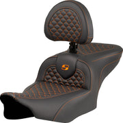 Saddlemen Dragon Scale Stitch RoadSofa™ Seat for 2023-2026 Harley-Davidson Black Orange 2-Up Seat Saddlehyde™ #823-07-208B3