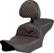 Saddlemen Dragon Scale Stitch RoadSofa™ Seat for 2023-2026 Harley-Davidson Black Red 2-Up Seat Saddlehyde™