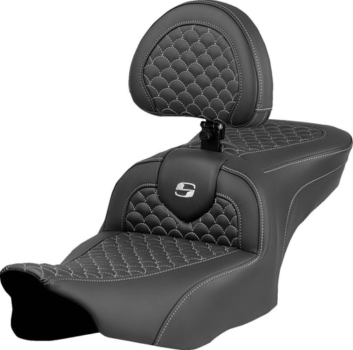 Saddlemen Dragon Scale Stitch RoadSofa™ Seat for 2023-2026 Harley-Davidson Black Silver 2-Up Seat Saddlehyde™