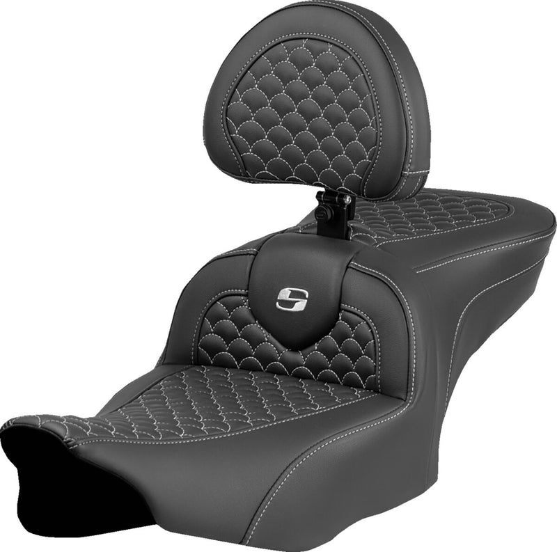 Saddlemen Dragon Scale Stitch RoadSofa™ Seat for 2023-2026 Harley-Davidson Black Silver 2-Up Seat Saddlehyde™ #823-07-208B5