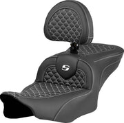Saddlemen Dragon Scale Stitch RoadSofa™ Seat for 2023-2026 Harley-Davidson Black White 2-Up Seat Saddlehyde™