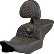 Saddlemen Dragon Scale Stitch RoadSofa™ Seat for 2023-2026 Harley-Davidson Black Gold 2-Up Seat Saddlehyde™