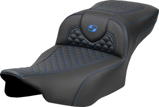 Saddlemen Dragon Scale Stitch RoadSofa™ Seat for 2023-2026 Harley-Davidson Black Blue 2-Up Seat Saddlehyde™