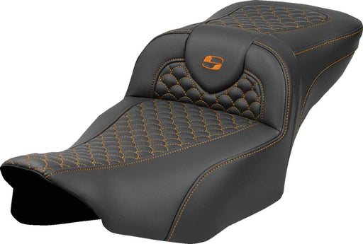 Saddlemen Dragon Scale Stitch RoadSofa™ Seat for 2023-2026 Harley-Davidson Black Orange 2-Up Seat Saddlehyde™