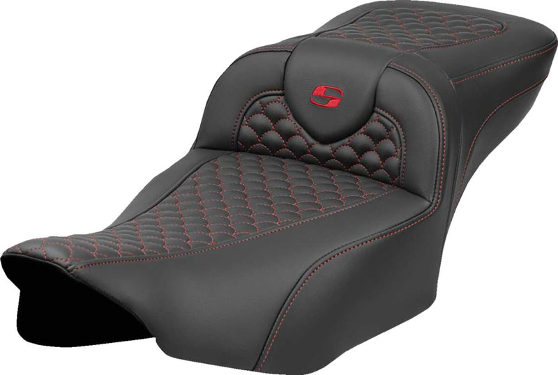 Saddlemen Dragon Scale Stitch RoadSofa™ Seat for 2023-2026 Harley-Davidson Black Red 2-Up Seat Saddlehyde™