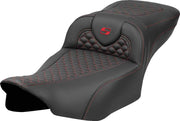 Saddlemen Dragon Scale Stitch RoadSofa™ Seat for 2023-2026 Harley-Davidson Black Red 2-Up Seat Saddlehyde™ #823-07-20904