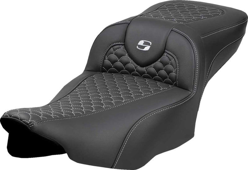 Saddlemen Dragon Scale Stitch RoadSofa™ Seat for 2023-2026 Harley-Davidson Black Silver 2-Up Seat Saddlehyde™