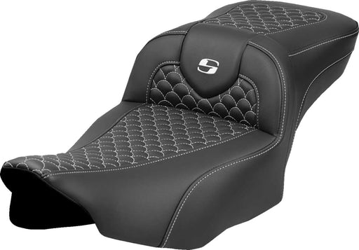 Saddlemen Dragon Scale Stitch RoadSofa™ Seat for 2023-2026 Harley-Davidson Black White 2-Up Seat Saddlehyde™