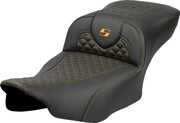 Saddlemen Dragon Scale Stitch RoadSofa™ Seat for 2023-2026 Harley-Davidson Black Gold 2-Up Seat Saddlehyde™