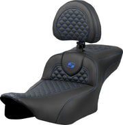 Saddlemen Dragon Scale Stitch RoadSofa™ Seat for 2023-2026 Harley-Davidson Black Blue 2-Up Seat Saddlehyde™ #823-07-209B1