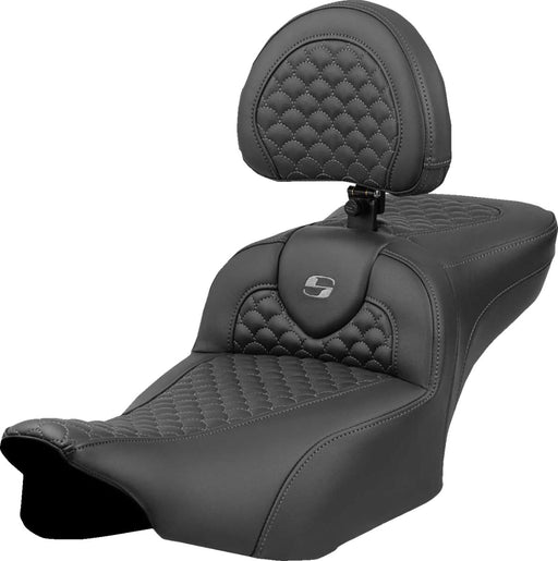 Saddlemen Dragon Scale Stitch RoadSofa™ Seat for 2023-2026 Harley-Davidson Black Grey 2-Up Seat Saddlehyde™