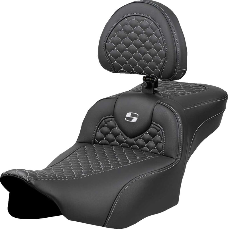 Saddlemen Dragon Scale Stitch RoadSofa™ Seat for 2023-2026 Harley-Davidson Black Silver 2-Up Seat Saddlehyde™