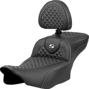 Saddlemen Dragon Scale Stitch RoadSofa™ Seat for 2023-2026 Harley-Davidson Black White 2-Up Seat Saddlehyde™