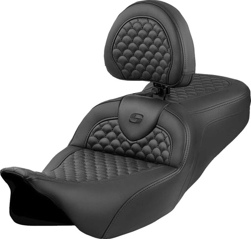 Saddlemen Dragon Scale Stitch RoadSofa™ Seat for 2008-2025 Harley-Davidson Black 2-Up Seat Saddlehyde™