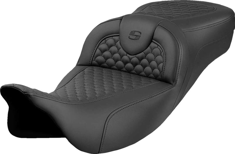 Saddlemen Dragon Scale Stitch RoadSofa™ Seat for 2008-2025 Harley-Davidson Black 2-Up Seat Saddlehyde™