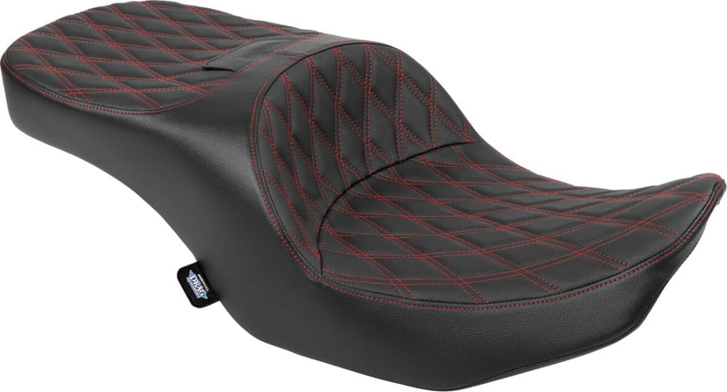 Drag Specialties Seats Freedom Touring Seat for 2023-2025 Harley-Davidson Black Red 2-Up Seat Vinyl