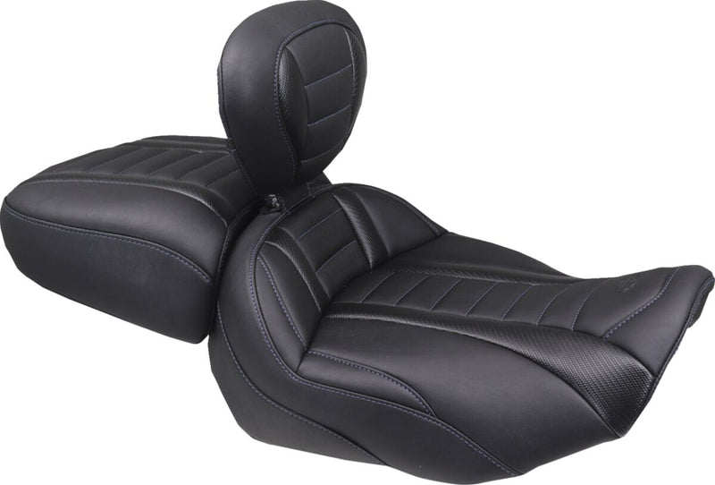 Mustang Wide Deluxe Touring Passenger Seat for 2023-2026 Harley-Davidson Black Blue #88420SB