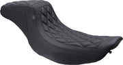Mustang Double Diamond Squareback Seat for 1997-2007 Harley-Davidson Black 2-Up Seat One-Piece Vinyl