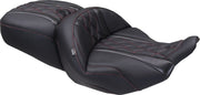 Mustang Deluxe Touring Seat for 2023-2026 Harley-Davidson Black Red 2-Up Seat One-Piece Vinyl