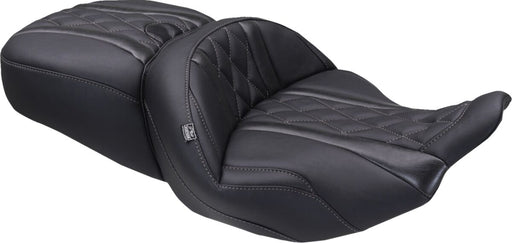 Mustang Deluxe Touring Seat for 2023-2026 Harley-Davidson Black Grey 2-Up Seat One-Piece Vinyl