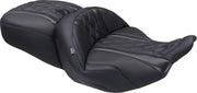 Mustang Deluxe Touring Seat for 2023-2026 Harley-Davidson Black Blue 2-Up Seat One-Piece Vinyl