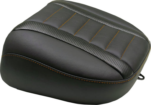 Mustang Deluxe Touring Passenger Seat for 2023-2026 Harley-Davidson Black Orange Vinyl