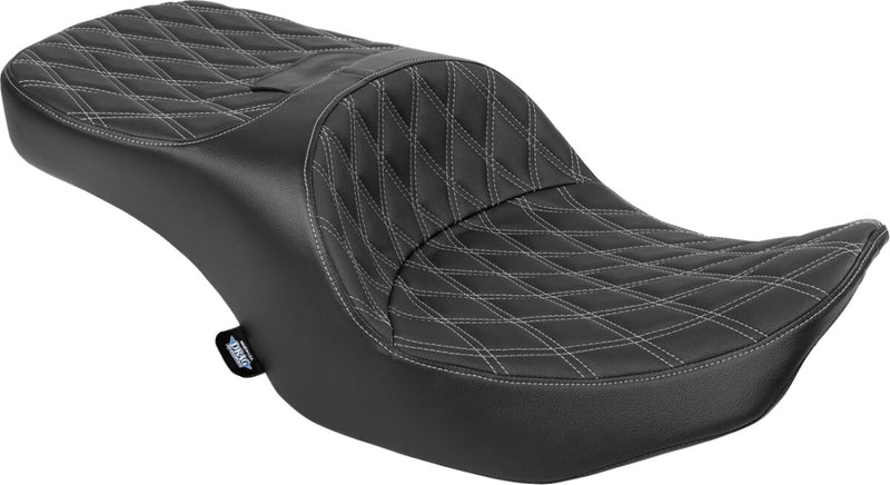 Drag Specialties Seats Freedom Touring Seat for 2023-2025 Harley-Davidson Black Silver 2-Up Seat Vinyl