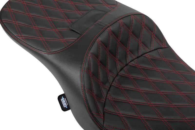 Drag Specialties Seats Freedom Touring Seat for 2023-2025 Harley-Davidson Black Red 2-Up Seat Vinyl #4715D