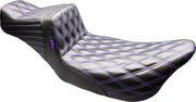 Le Pera Tailwhip Daddy Long Legs Seat for 2008-2023 Harley-Davidson Black Purple 2-Up Seat BikerTec
