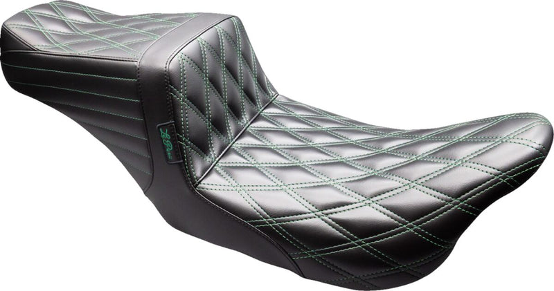 Le Pera Tailwhip Seat for 2008-2023 Harley-Davidson Black Green 2-Up Seat BikerTec