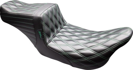 Le Pera Tailwhip Seat for 2008-2023 Harley-Davidson Black Green 2-Up Seat BikerTec