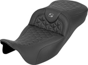 Saddlemen RoadSofa™ Tri Gripper Seat for 2008-2025 Harley-Davidson Black Grey 2-Up Seat Saddlehyde™