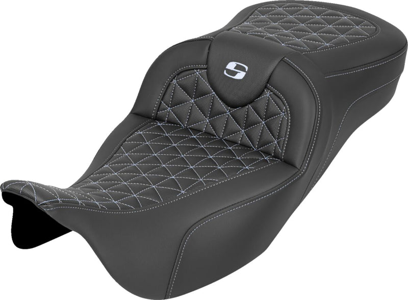 Saddlemen RoadSofa™ Tri Gripper Seat for 2008-2025 Harley-Davidson Black Silver 2-Up Seat Saddlehyde™