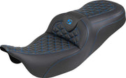 Saddlemen RoadSofa™ Tri Gripper Seat for 2008-2025 Harley-Davidson Black Blue 2-Up Seat Saddlehyde™