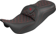 Saddlemen RoadSofa™ Tri Gripper Seat for 2008-2025 Harley-Davidson Black Red 2-Up Seat Saddlehyde™ #808-07B-21004