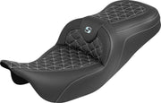 Saddlemen RoadSofa™ Tri Gripper Seat for 2008-2025 Harley-Davidson Black Silver 2-Up Seat Saddlehyde™