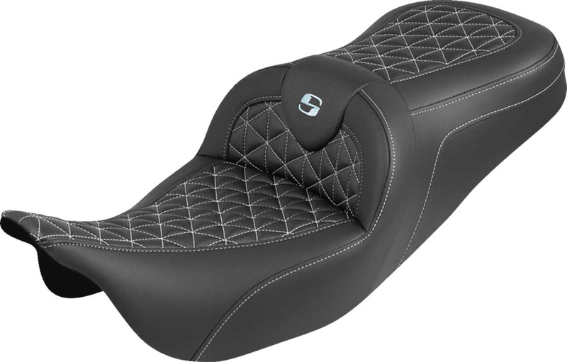 Saddlemen RoadSofa™ Tri Gripper Seat for 2008-2025 Harley-Davidson Black Silver 2-Up Seat Saddlehyde™