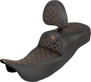 Saddlemen Extended Reach RoadSofa™ Tri Gripper Seat for 2008-2025 Harley-Davidson Black Orange 2-Up Seat Saddlehyde™