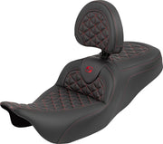 Saddlemen RoadSofa™ Tri Gripper Seat for 2008-2025 Harley-Davidson Black Red 2-Up Seat Saddlehyde™