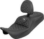 Saddlemen RoadSofa™ Tri Gripper Seat for 2008-2025 Harley-Davidson Black Silver 2-Up Seat Saddlehyde™