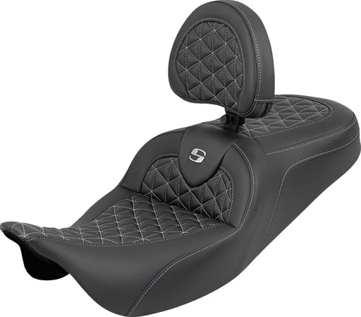 Saddlemen RoadSofa™ Tri Gripper Seat for 2008-2025 Harley-Davidson Black Silver 2-Up Seat Saddlehyde™
