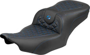 Saddlemen Roadsofa™ Standard Reach Seat for 2023-2026 Harley-Davidson Black Blue 2-Up Seat Saddlehyde™