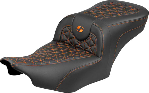 Saddlemen Roadsofa™ Standard Reach Seat for 2023-2026 Harley-Davidson Black Orange 2-Up Seat Saddlehyde™