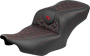Saddlemen Roadsofa™ Standard Reach Seat for 2023-2026 Harley-Davidson Black Red 2-Up Seat Saddlehyde™