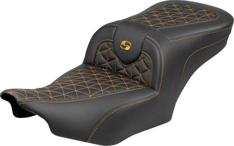 Saddlemen Roadsofa™ Standard Reach Seat for 2023-2026 Harley-Davidson Black Gold 2-Up Seat Saddlehyde™ #823-07-21007