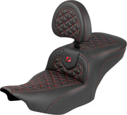 Saddlemen Roadsofa™ Standard Reach Seat for 2023-2026 Harley-Davidson Black Red 2-Up Seat Saddlehyde™